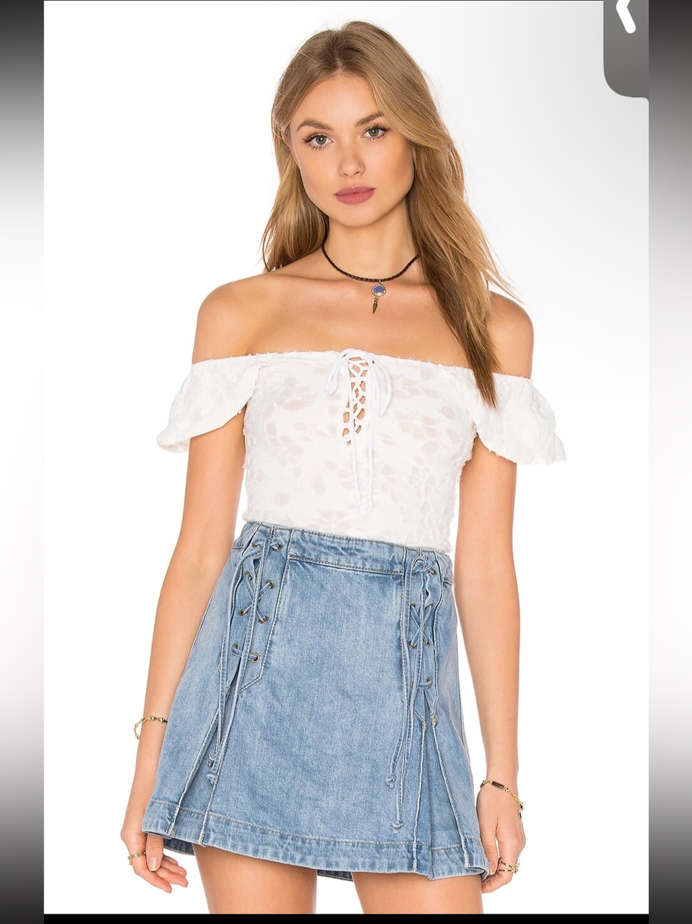 NWT Free People Lace Up Denim Skirt Light Denim 6 - Picture 5 of 8